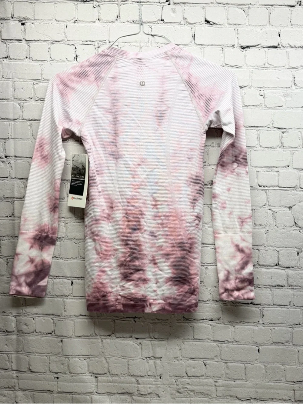 lululemon athletica swiftly tech Women's Pink Tie-Dye Long Sleeve Ribbed Top 4